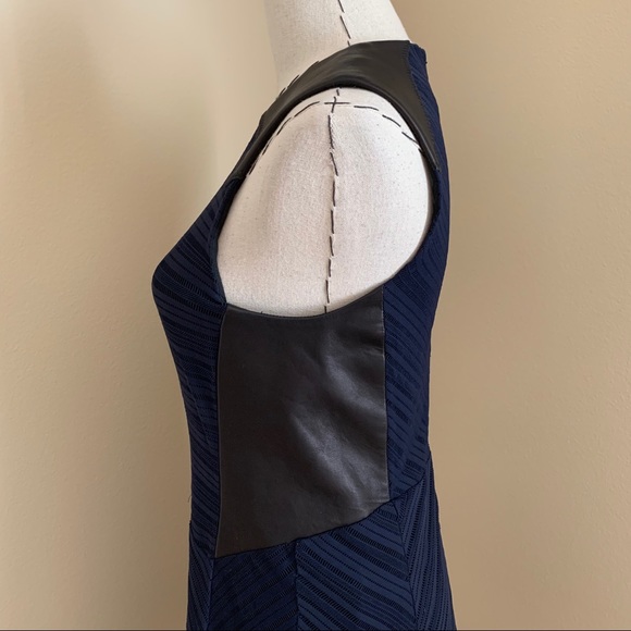 Rag & Bone Basha Leather Trim Dress Indigo - Picture 8 of 13